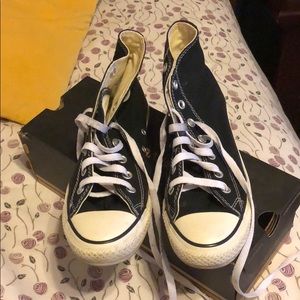 Size 8, Black, High Top Converse